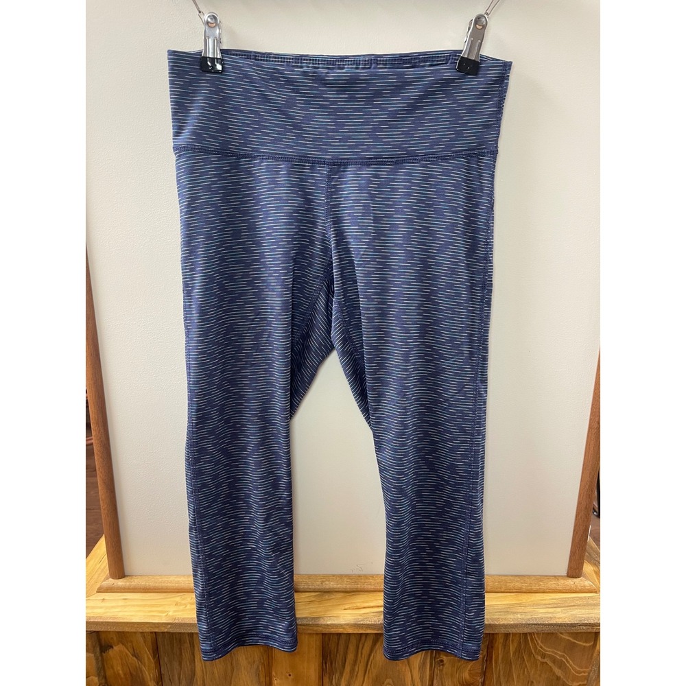 Champion C9 Leggings Womens Medium Blue Striped Cropped Space Dye Capri